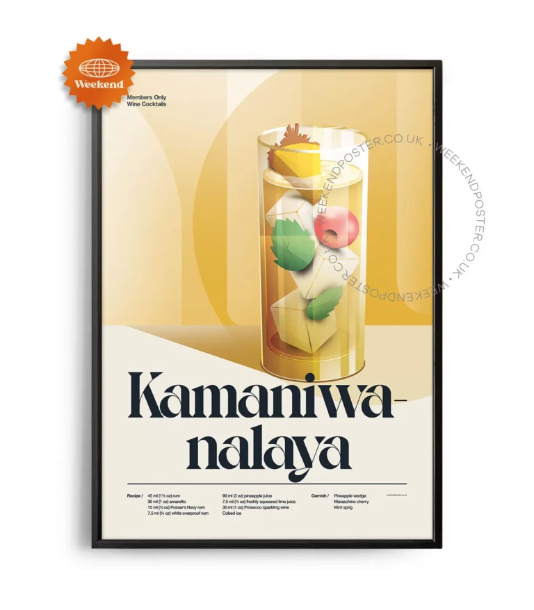 Mid-century retro Kamaniwanalaya Cocktail poster