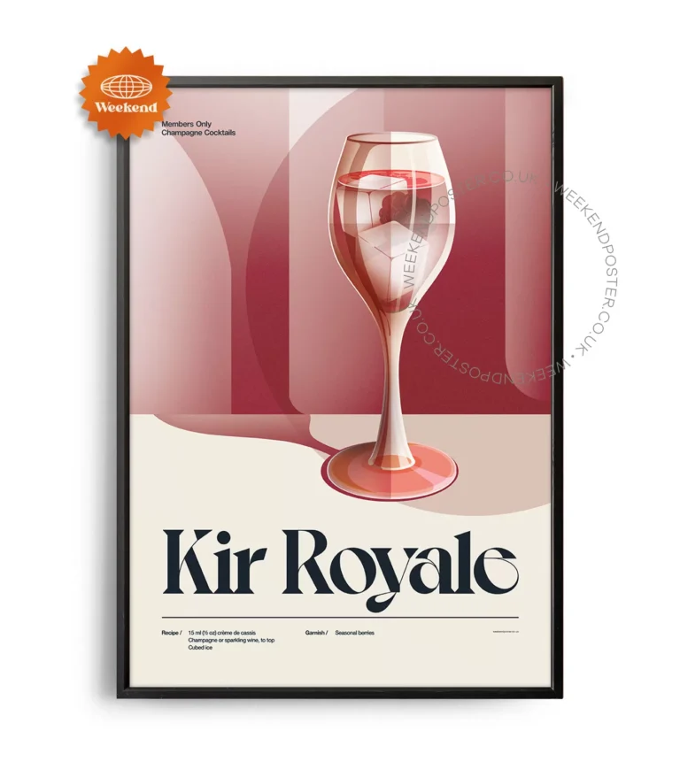 Mid-century retro Kir Royale Cocktail poster
