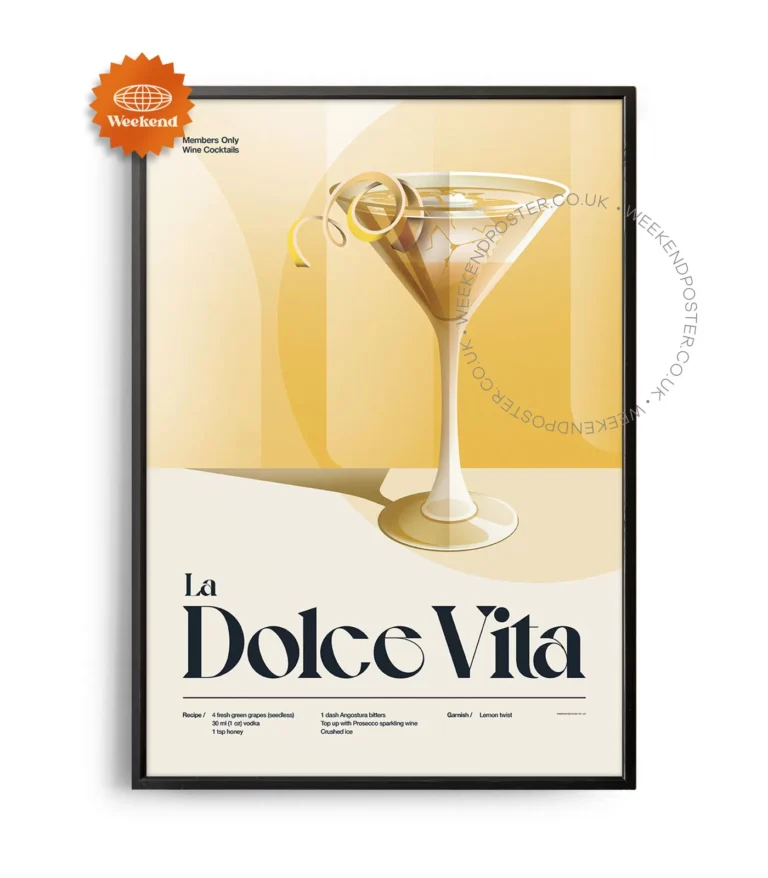 Mid-century retro La Dolce Vita Cocktail poster