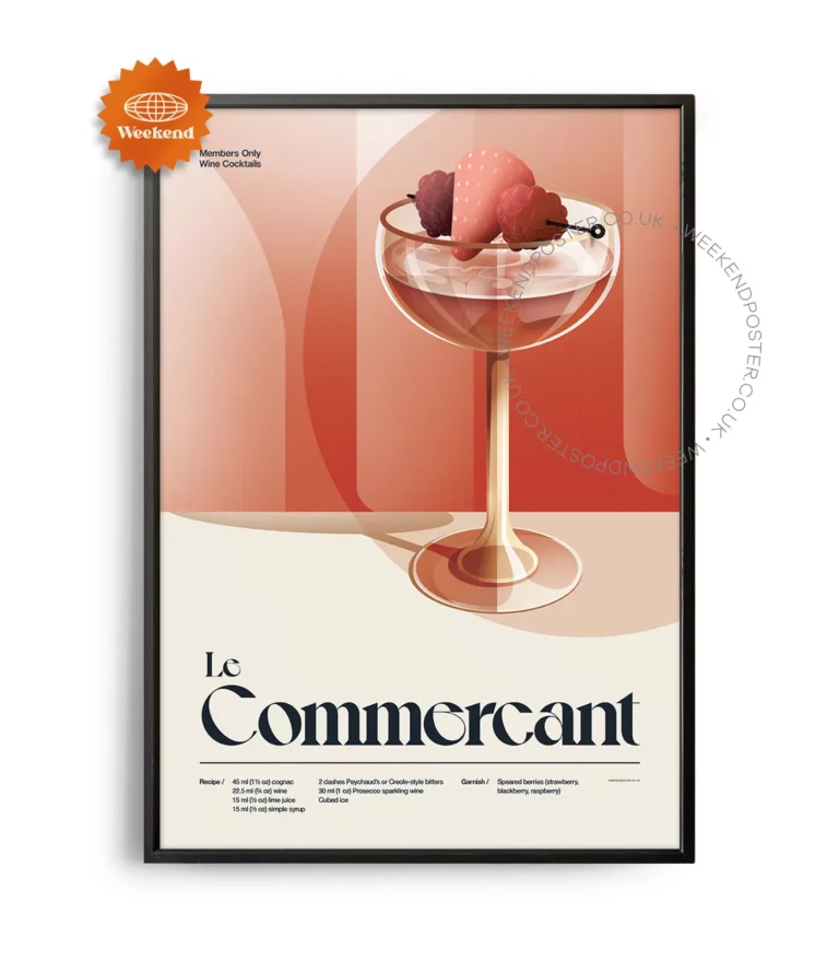 Mid-century retro Le Commercant Cocktail poster