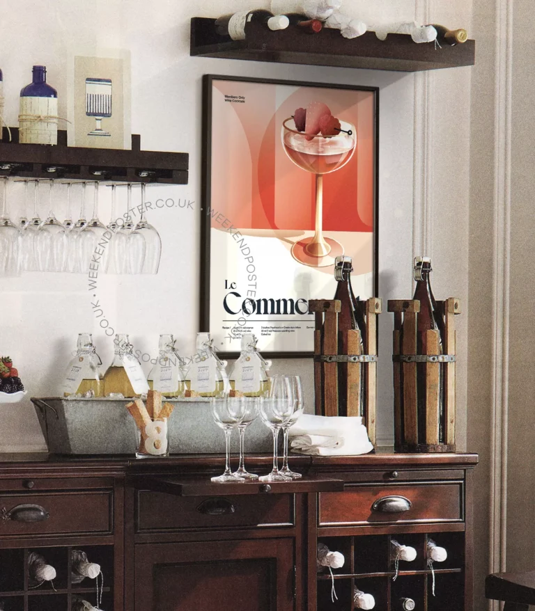 Mid-century retro Le Commercant Cocktail poster