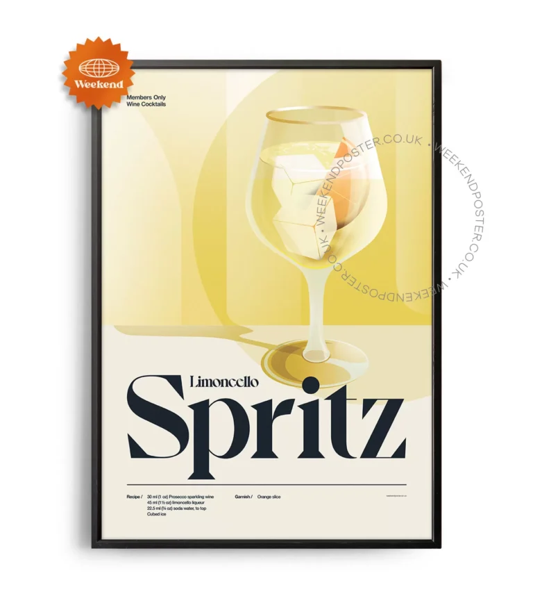 Mid-century retro Limoncello Spritz Cocktail poster