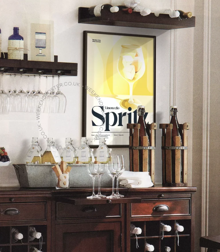 Mid-century retro Limoncello Spritz Cocktail poster