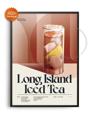 Mid-century retro Long Island Iced Tea Cocktail poster