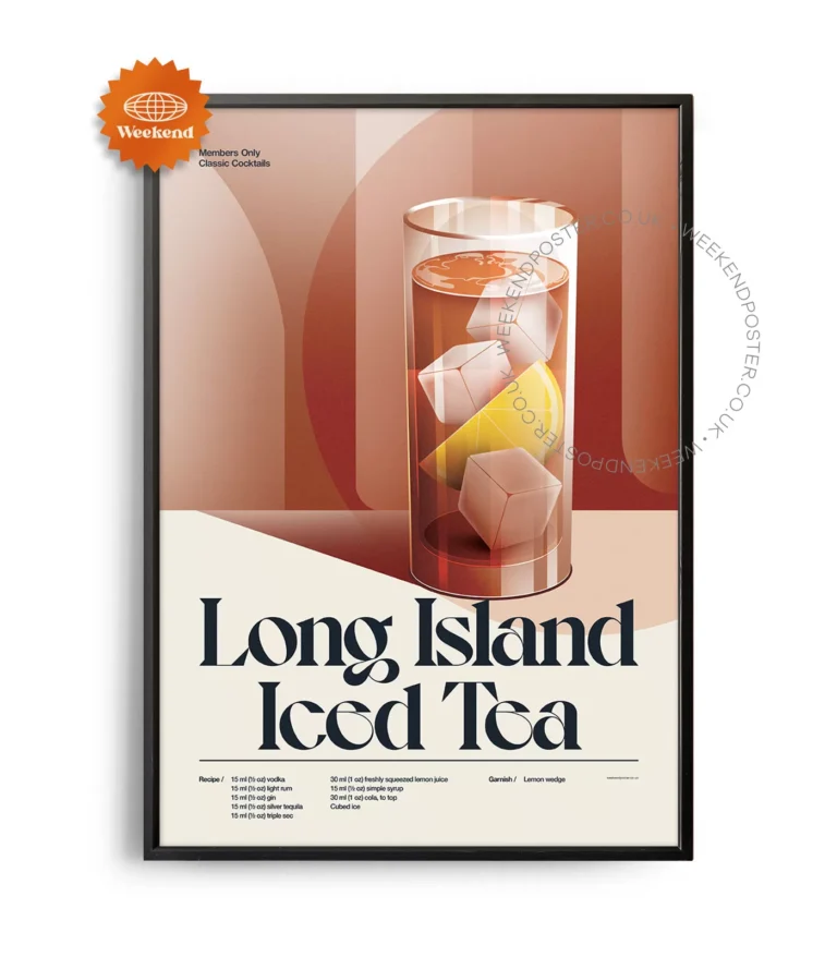 Mid-century retro Long Island Iced Tea Cocktail poster
