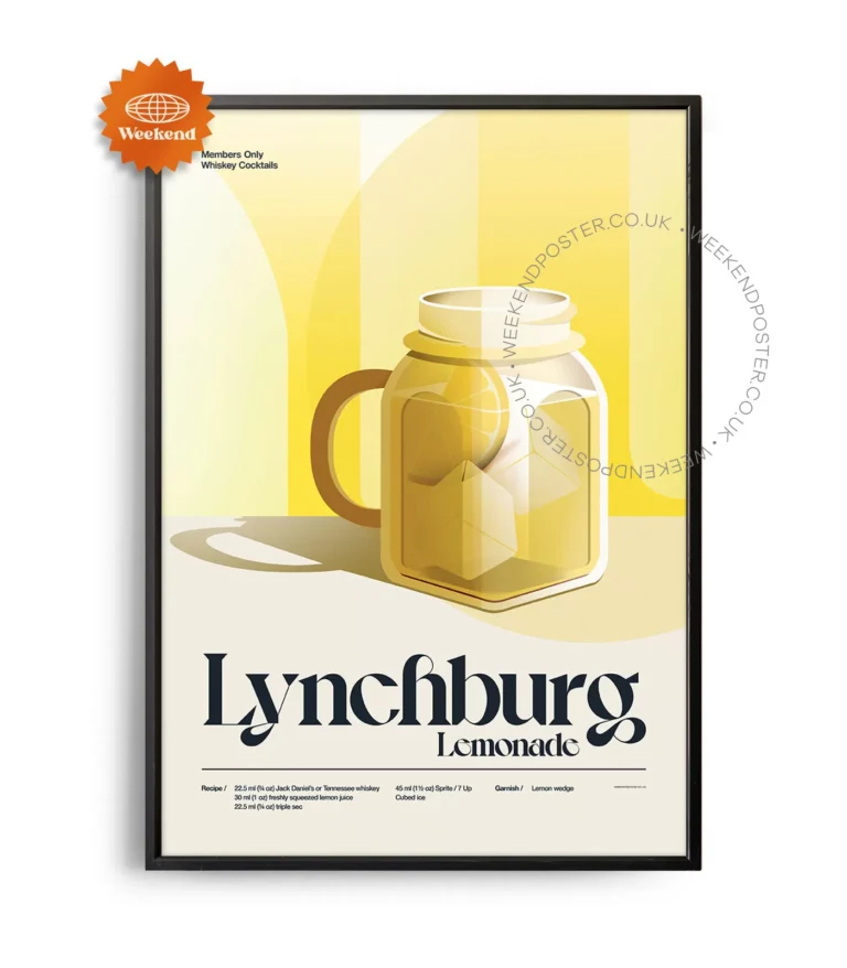 Mid-century retro Lynchburg Lemonade Cocktail poster