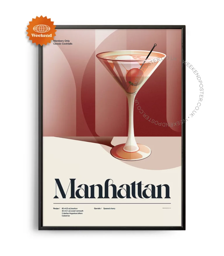 Mid-century retro Manhattan Cocktail poster