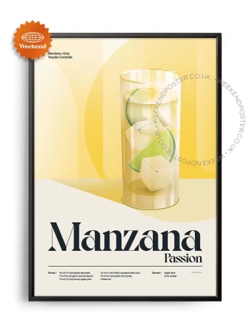 Mid-century retro Manzana Passion Cocktail poster