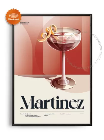 Mid-century retro Martinez Cocktail poster