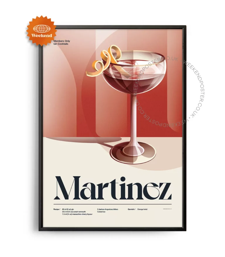 Mid-century retro Martinez Cocktail poster