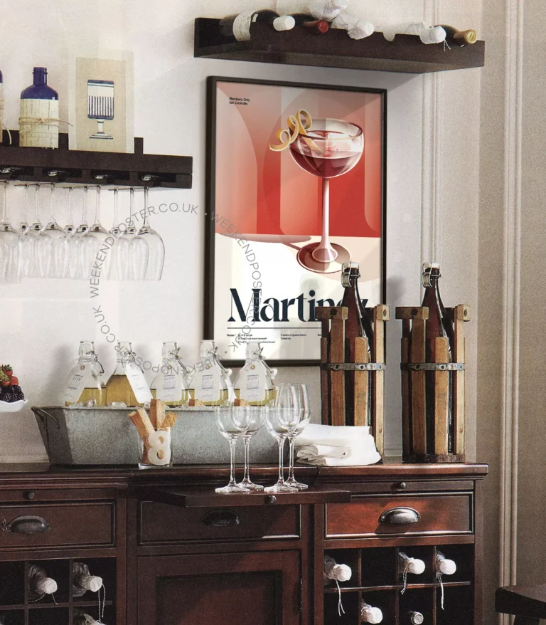 Mid-century retro Martinez Cocktail poster