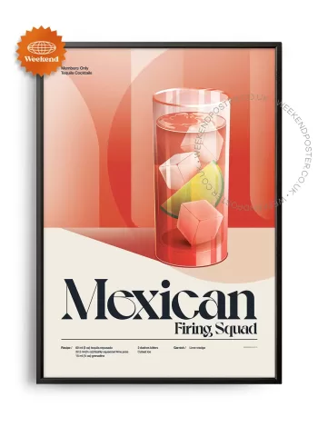 Mid-century retro Mexican Firing Squad Cocktail poster