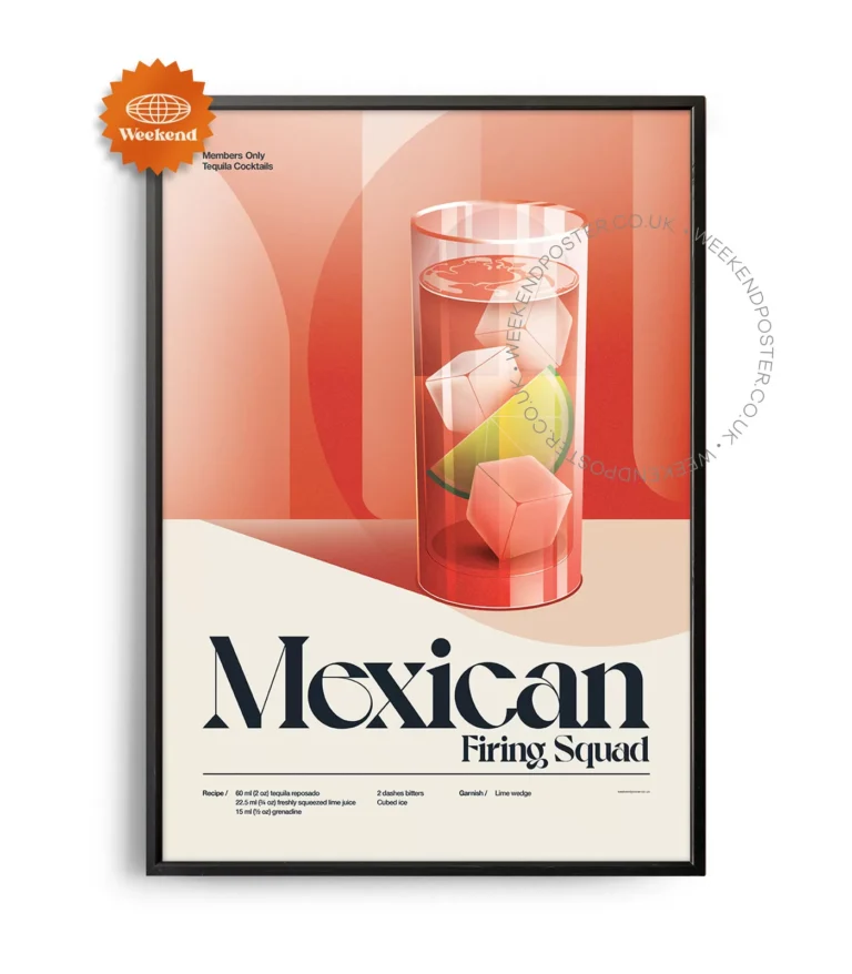 Mid-century retro Mexican Firing Squad Cocktail poster