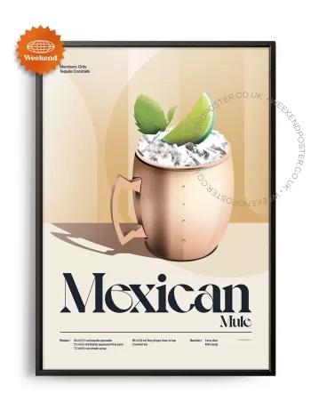 Mid-century retro Mexican Mule Cocktail poster