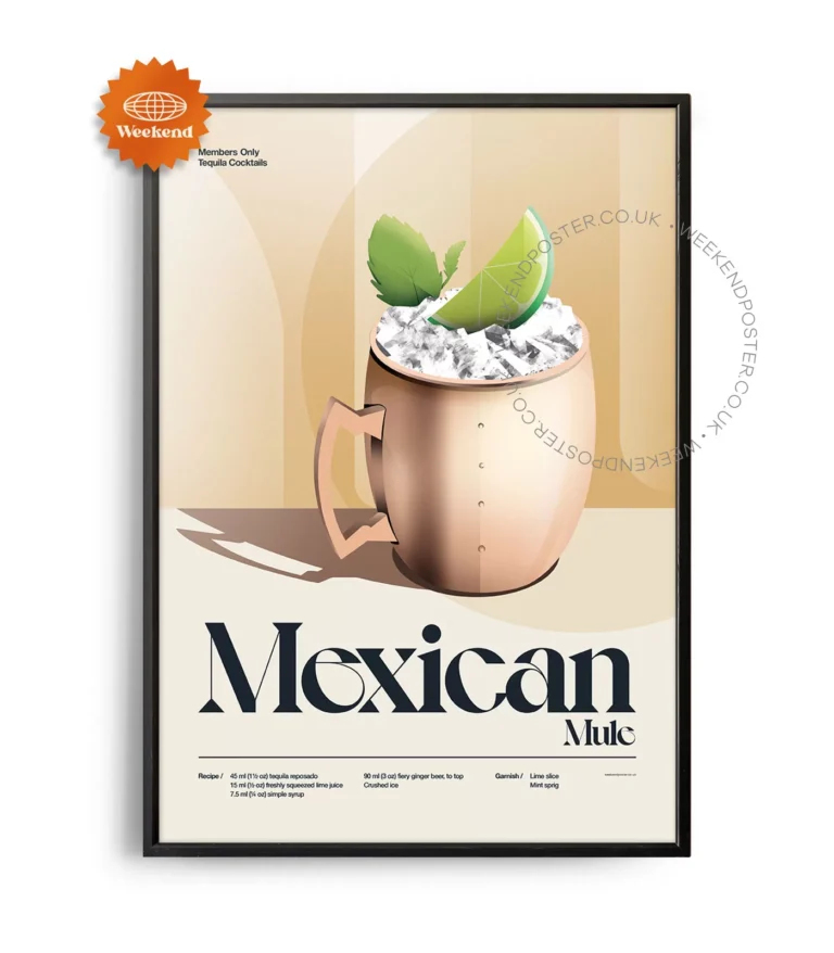 Mid-century retro Mexican Mule Cocktail poster