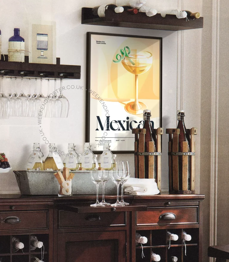 Mid-century retro Mexican Surfer Cocktail poster