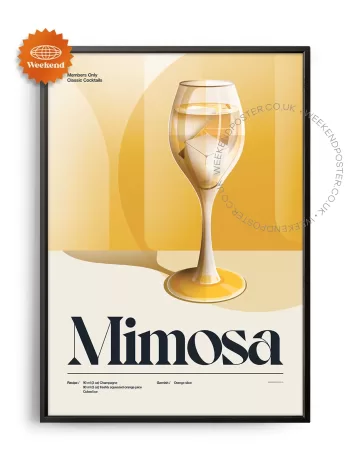 Mid-century retro Mimosa Cocktail poster