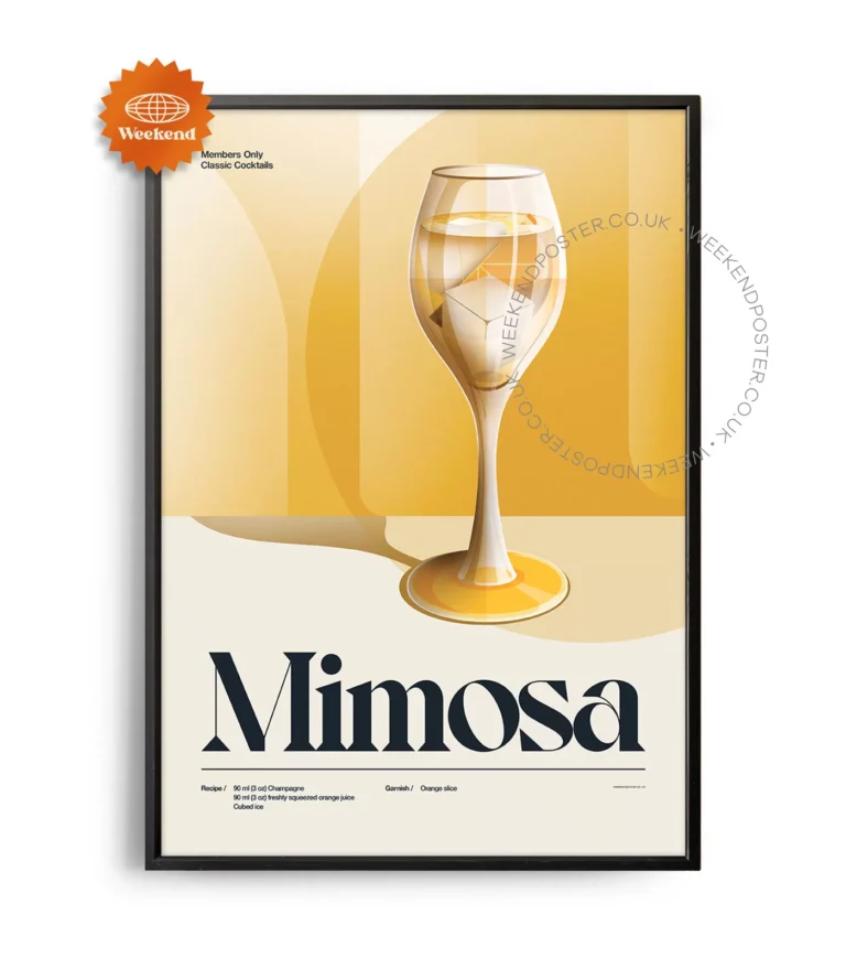 Mid-century retro Mimosa Cocktail poster