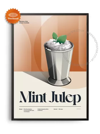 Mid-century retro Mint Julep Cocktail poster