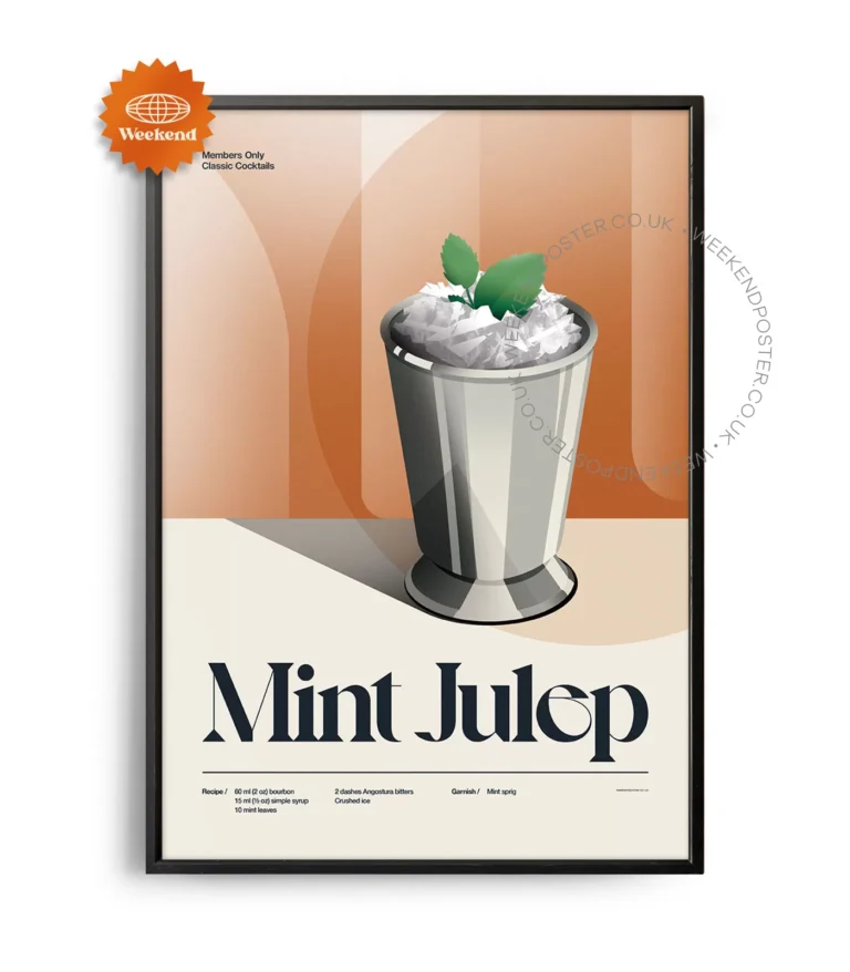 Mid-century retro Mint Julep Cocktail poster