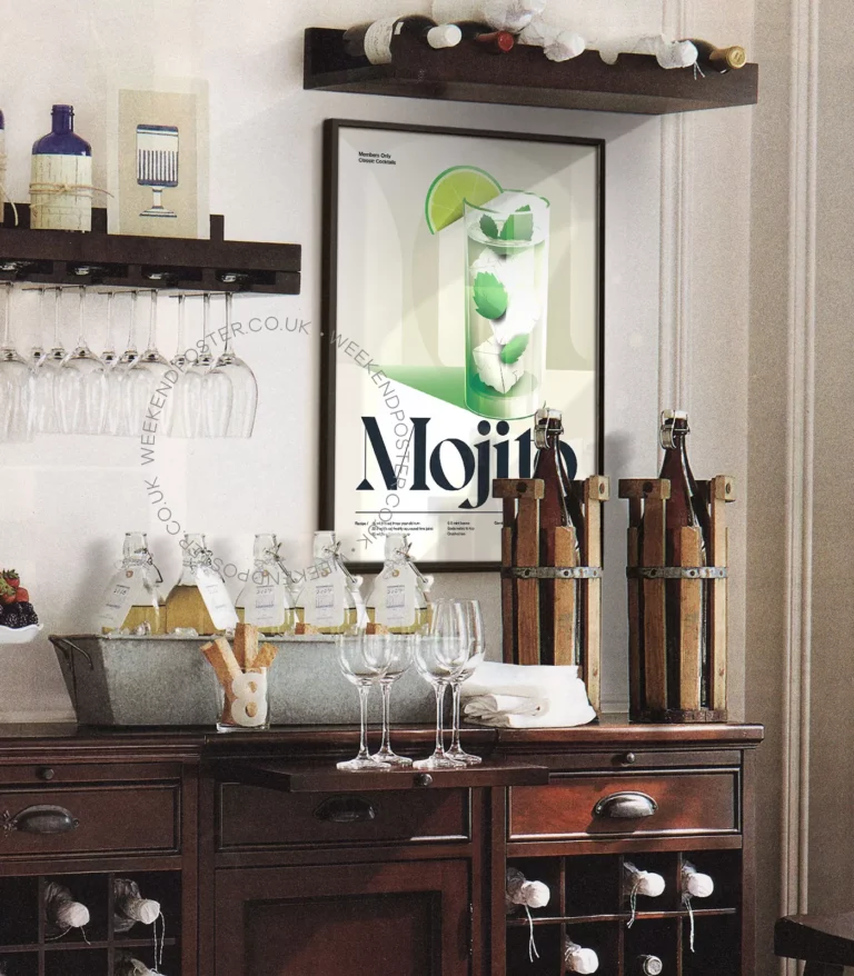 Mid-century retro Mojito Cocktail poster