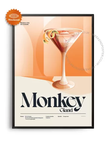 Mid-century retro Monkey Gland Cocktail poster