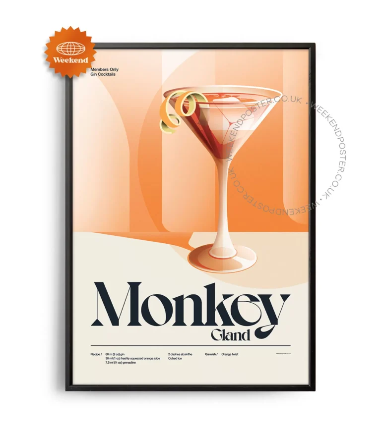 Mid-century retro Monkey Gland Cocktail poster
