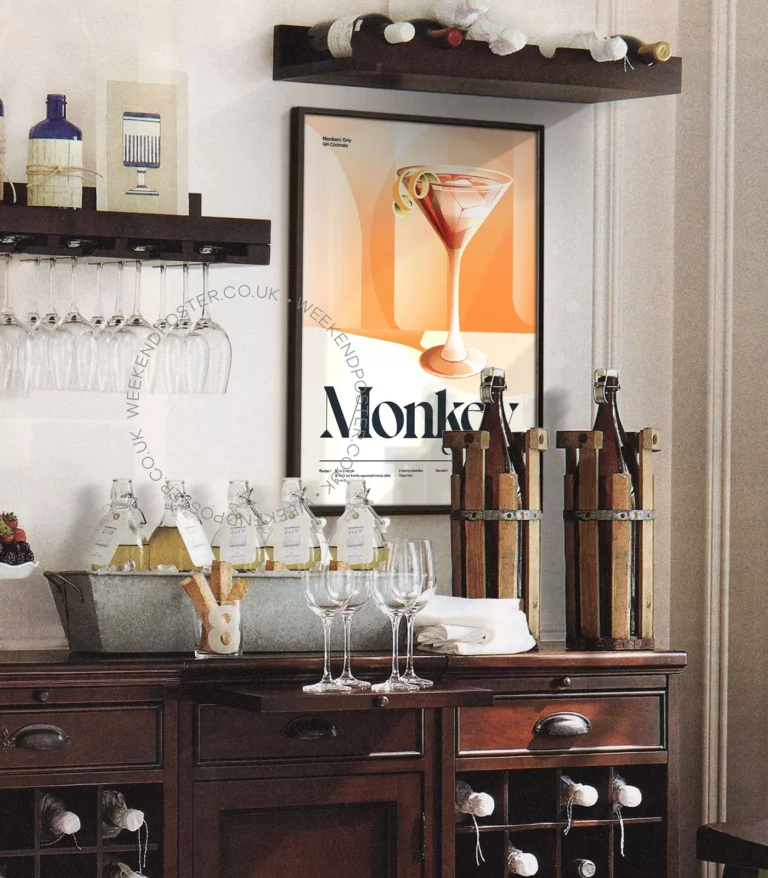 Mid-century retro Monkey Gland Cocktail poster