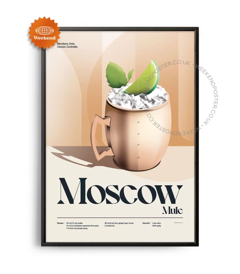 Mid-century retro Moscow Mule Cocktail poster