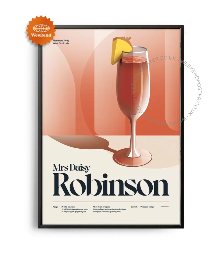 Mid-century retro Mrs Daisy Robinson Cocktail poster