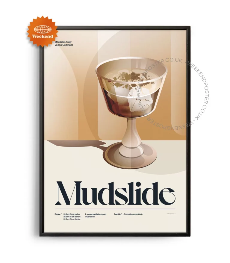 Mid-century retro Mudslide Cocktail poster