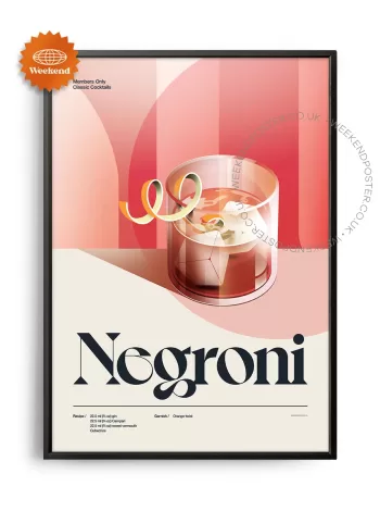 Mid-century retro Negroni Cocktail poster