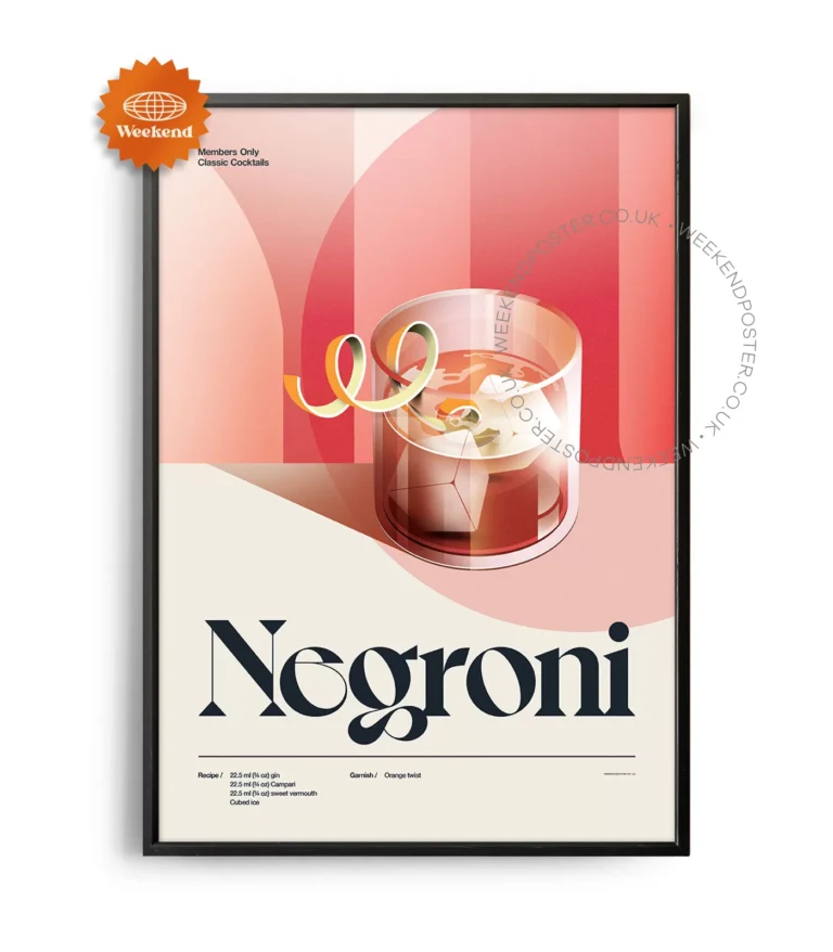 Mid-century retro Negroni Cocktail poster