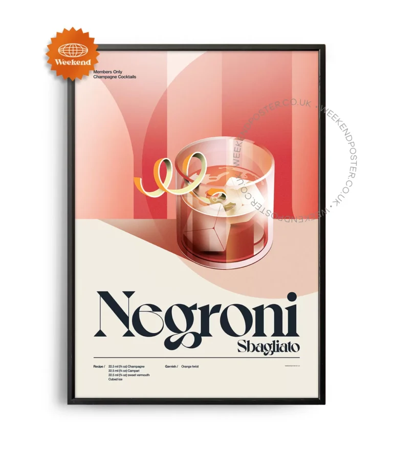 Mid-century retro Negroni Sbagliato Cocktail poster