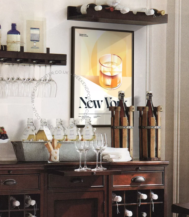 Mid-century retro New York Sour Cocktail poster