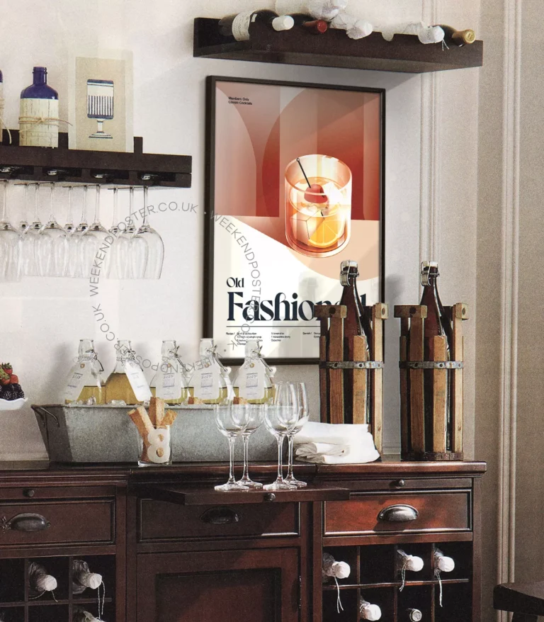 Mid-century retro Old Fashioned Cocktail poster
