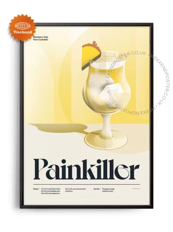 Mid-century retro Painkiller Cocktail poster
