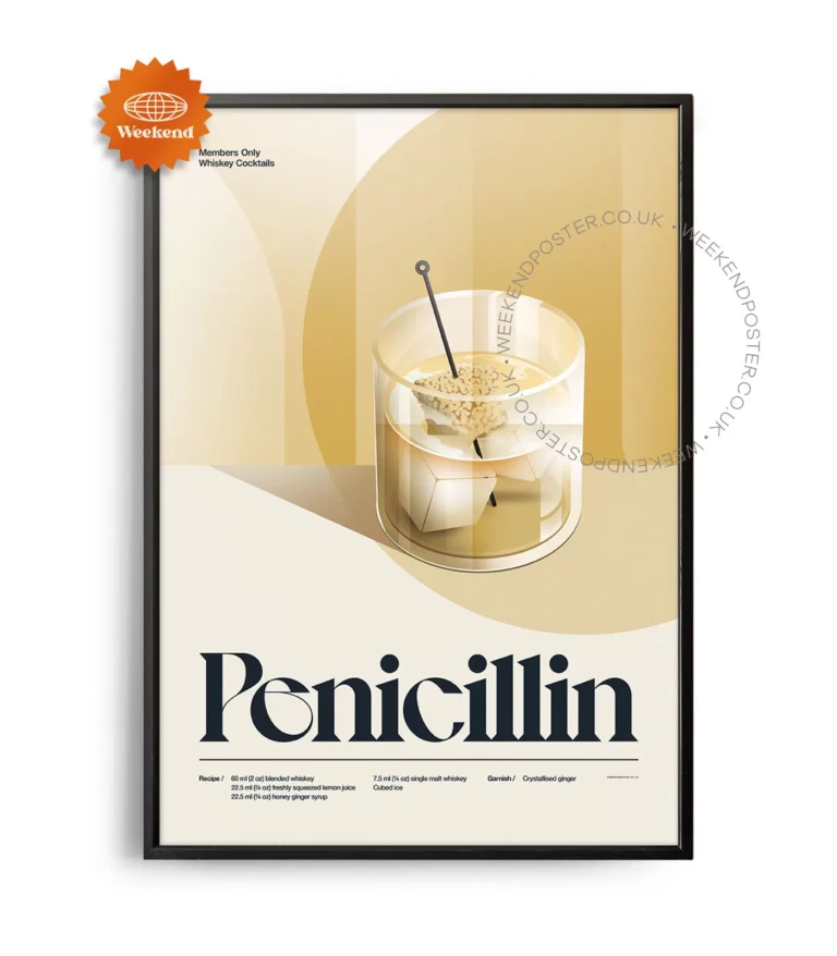 Mid-century retro Penicillin Cocktail poster