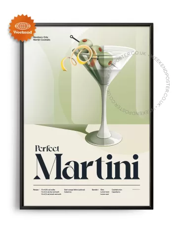 Mid-century retro Perfect Martini Cocktail poster