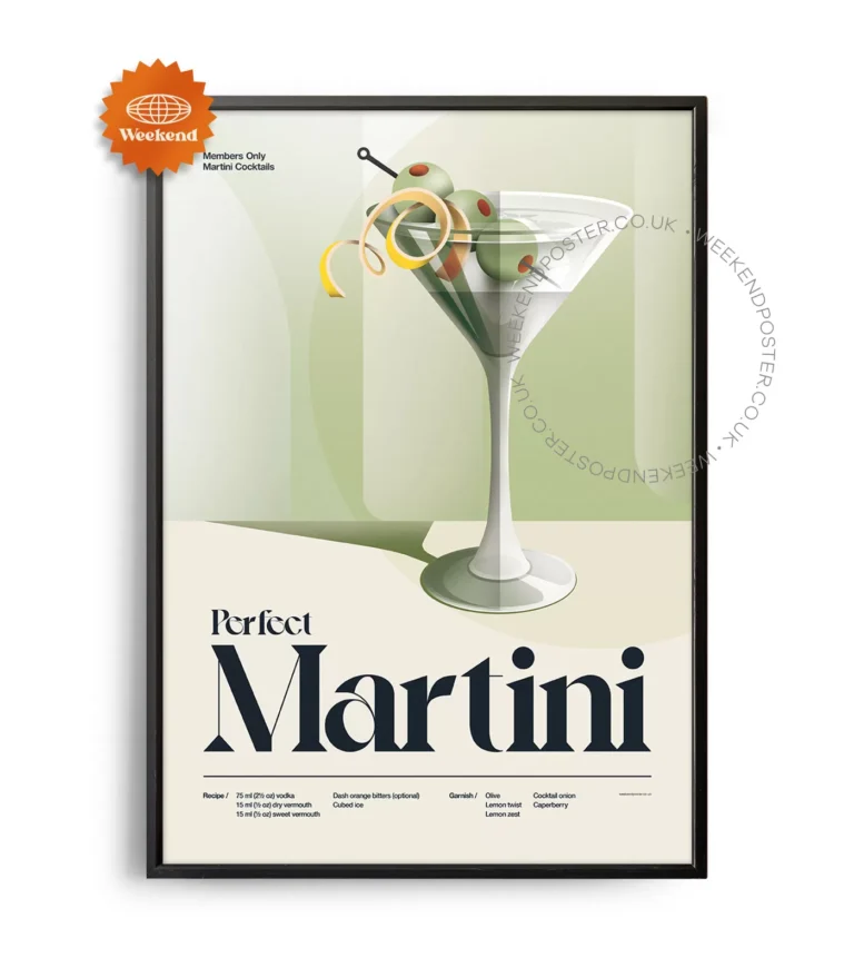 Mid-century retro Perfect Martini Cocktail poster