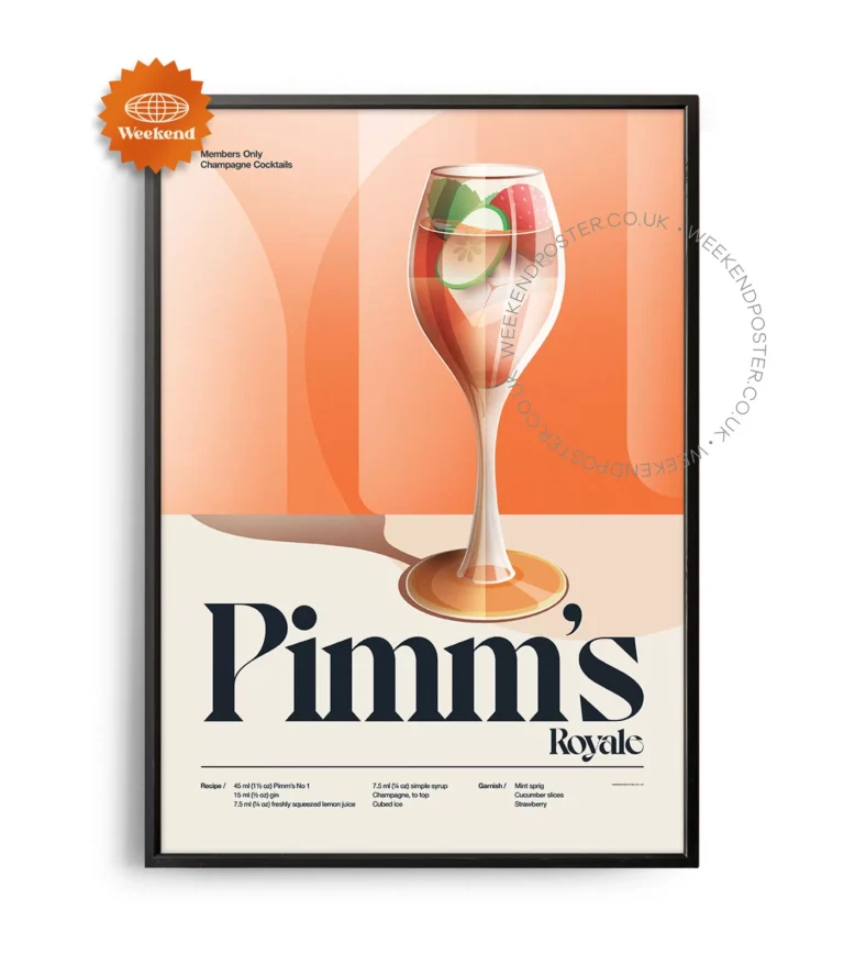 Mid-century retro Pimm's Royale Cocktail poster