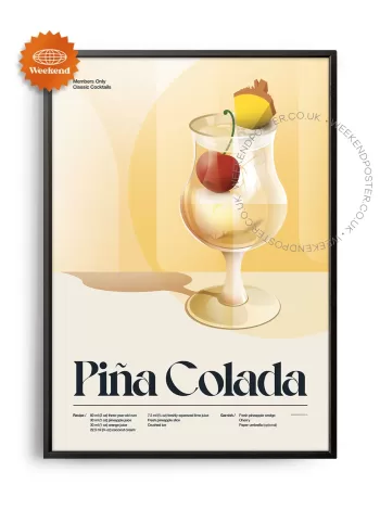 Mid-century retro Piña Colada Cocktail poster