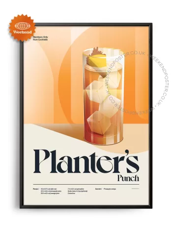 Mid-century retro Planter's Punch Cocktail poster
