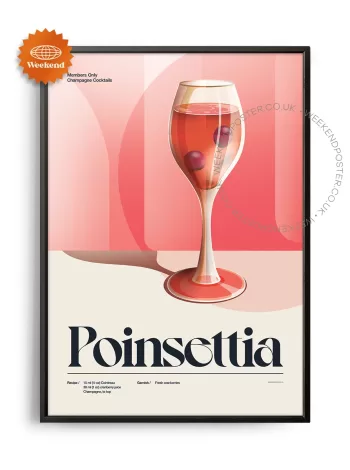 Mid-century retro Poinsettia Cocktail poster