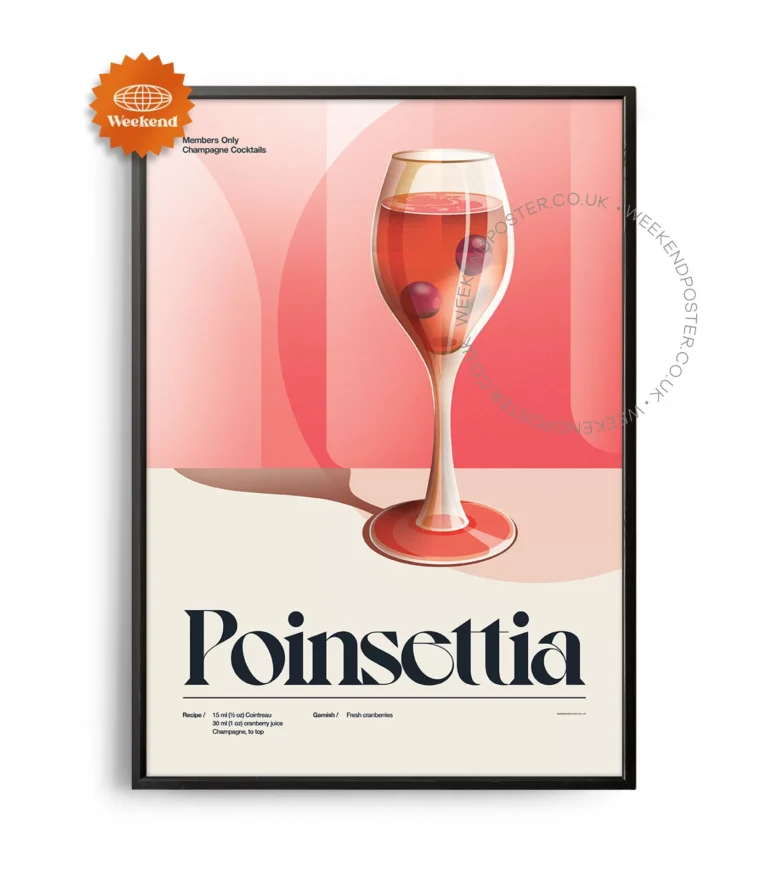 Mid-century retro Poinsettia Cocktail poster