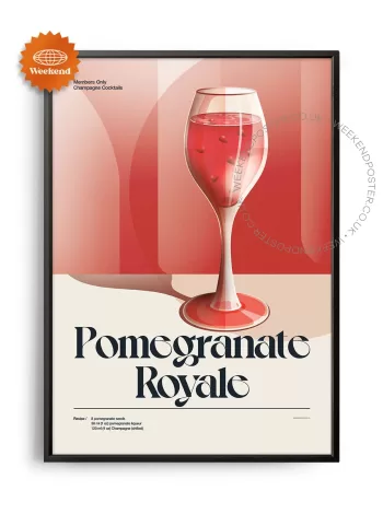 Mid-century retro Pomegranate Royale Cocktail poster