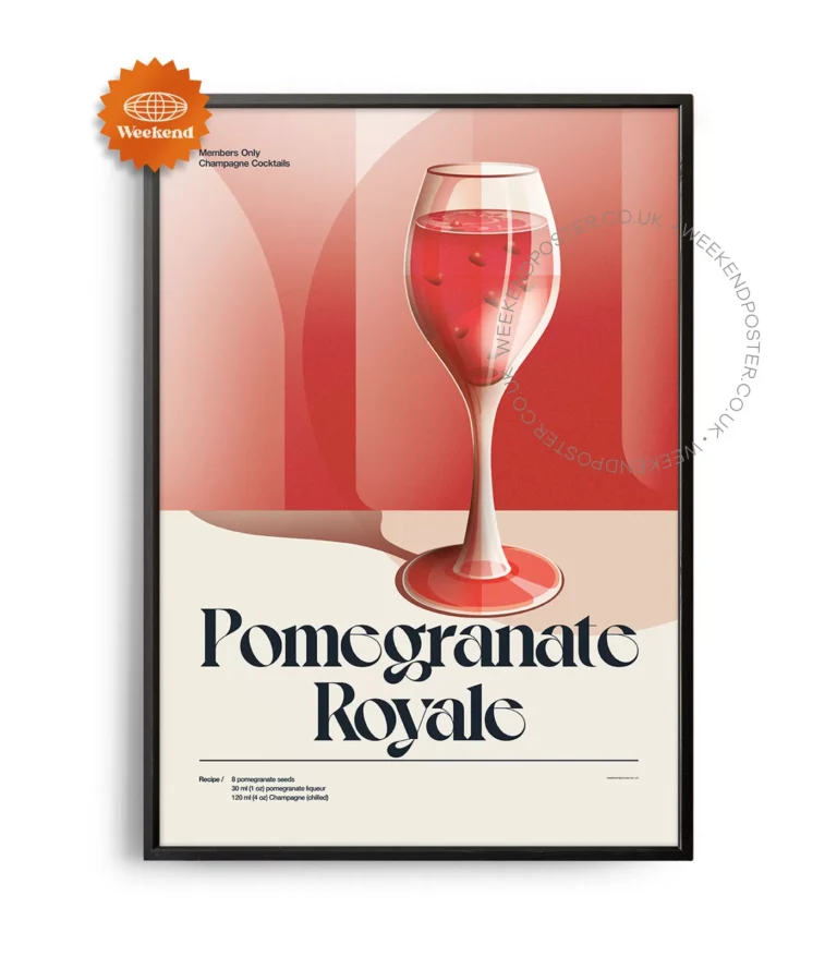 Mid-century retro Pomegranate Royale Cocktail poster