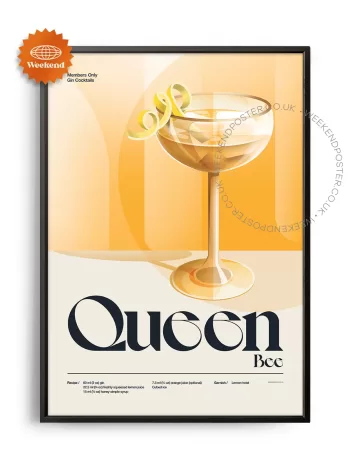 Mid-century retro Queen Bee Cocktail poster