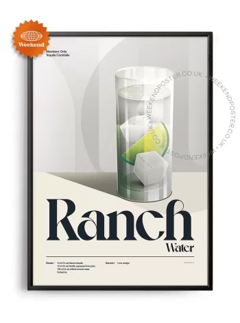 Mid-century retro Ranch Water Cocktail poster