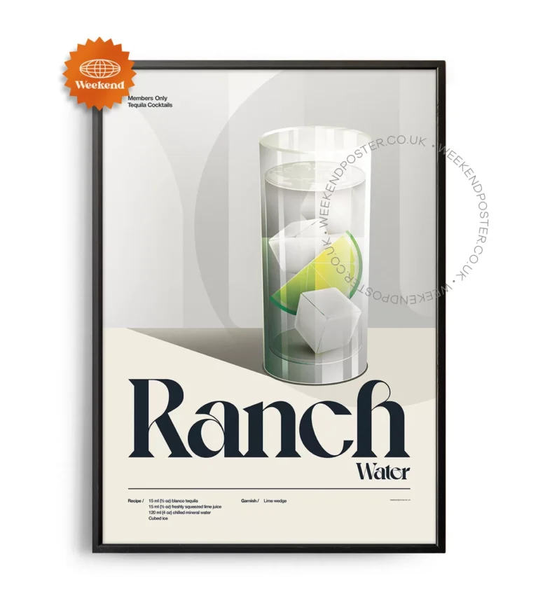 Mid-century retro Ranch Water Cocktail poster